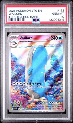 2025 POKEMON JTG EN-JOURNEY TOGETHER ILLUSTRATION RARE #162 WAILORD PSA 10 - Image 1