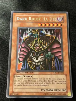 Yugioh Dark Ruler Ha Des MC1-EN006 Secret Rare Limited Edition LP - Image 1