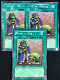 YUGIOH UPSTART GOBLIN MRL-033 COMMON X3 OG MAGIC CARD PRINT (NM) - Image 1