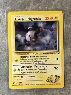 Lt. Surge's Magnemite 050/132 Pokemon TCG Gym Heroes WOTC Card Regular (LP) LP1 - Image 1