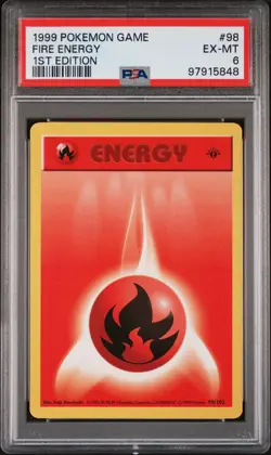 1999 POKEMON BASE SET 1ST EDITION #98 FIRE ENERGY PSA 6 - Image 1