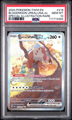 Pokemon TCG Bloodmoon Ursaluna EX SIR Twilight Masquerade 216/167 PSA 10 - Image 1
