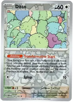 Pokemon Ditto Scarlet & Violet-151 132/165 Reverse Holo Rare - Image 1