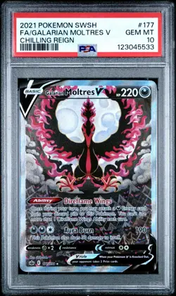 2021 POKEMON SWORD & SHIELD CHILLING REIGN FULL ART/GALARIAN MOLTRES V PSA 10 - Image 1