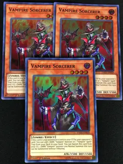 YUGIOH VAMPIRE SORCERER DASA-EN049 1ST SUPER X3 (NM) - Image 1