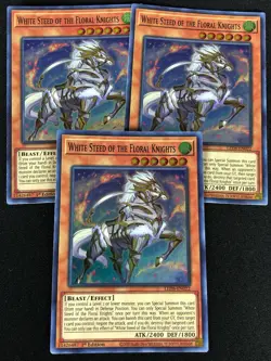 YUGIOH WHITE STEED OF THE FLORAL KNIGHTS LED8-EN022 1ST SUPER X3 (NM) - Image 1