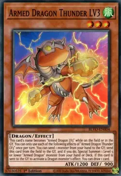 Yugioh! Armed Dragon Thunder LV3 - BLVO-EN004 - Super Rare - 1st Edition M/NM - Image 1