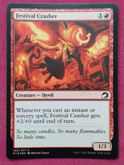 Magic The Gathering INNISTRAD MIDNIGHT HUNT FOIL FESTIVAL CRASHER red card MTG - Image 1