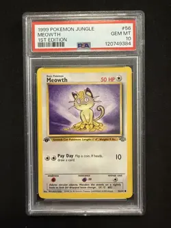 PSA 10 MEOWTH 56 1ST EDITION JUNGLE 1999 POKEMON - Image 1