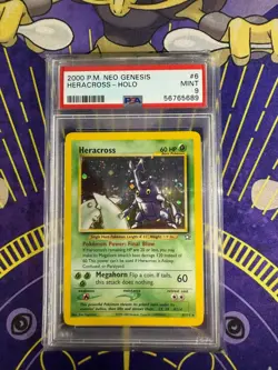 2000 POKEMON NEO GENESIS HERACROSS-HOLO #6 PSA 9 🌀SWIRL🌀 - Image 2