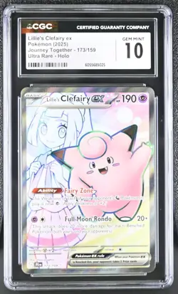 Pokemon Journey Together Lillie's Clefairy 173/159 UR CGC Gem Mint 10 - Image 1