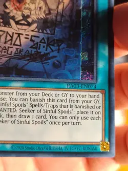 Yugioh! WANTED: Seeker of Sinful Spoils - RA03-EN074 - Secret Rare - 1st Edition - Image 4