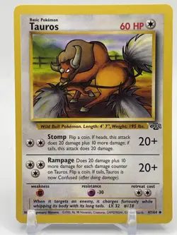 Tauros 47/64 - Uncommon - WoTC Vintage Jungle Set Pokemon Card NM/LP B7 - Image 1