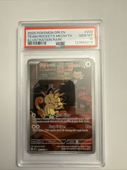 Team Rockets Meowth 203/182 SV10 Destined Rivals Illustrated Card GEM MT 10 - Image 1