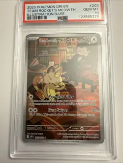 Team Rockets Meowth 203/182 SV10 Destined Rivals Illustrated Card GEM MT 10 - Image 4