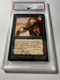 MTG Erg Raiders light Autographed Arabian Nights PSA 6 Card PSA 8 Auto - Image 1