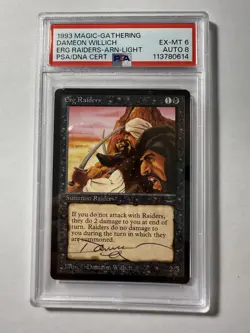 MTG Erg Raiders light Autographed Arabian Nights PSA 6 Card PSA 8 Auto - Image 2