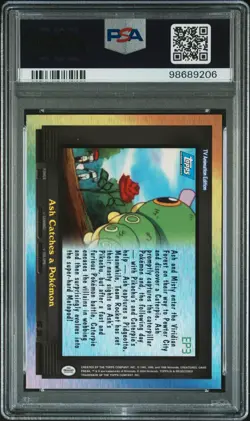 2000 TOPPS POKEMON TV ANIMATION SER 2 EPISODE CARDS ASH CATCHES A POKEMON PSA 9 - Image 2