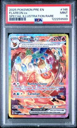 2025 POKEMON PRE EN-PRISMATIC EVOLUTIONS #146 FLAREON EX PSA 9 - Image 1