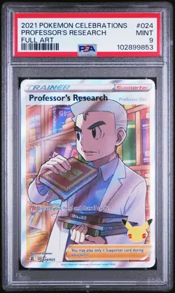 2021 POKEMON CELEBRATIONS #024 FULL ART/PROFESSOR'S RESEARCH PSA 9 - Image 1
