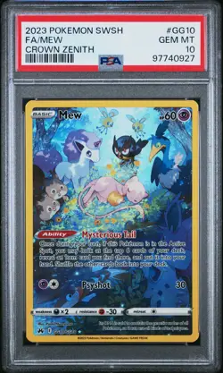 2023 POKEMON SWORD & SHIELD CROWN ZENITH #GG10 FULL ART/MEW PSA 10 - Image 1