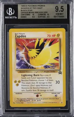 1999-02 POKEMON WIZARDS OF THE COAST PROMOS BLACK STAR ZAPDOS MOVIE 2000 BGS 9.5 - Image 1