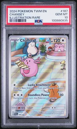 2024 POKEMON TWM EN-TWILIGHT MASQUERADE ILLUSTRATION RARE #187 CHANSEY PSA 10 - Image 1