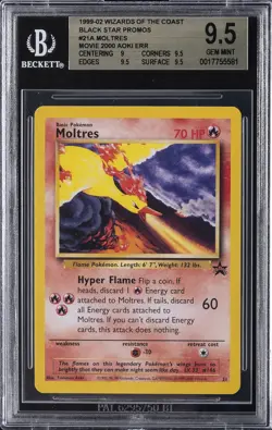 1999-02 POKEMON WIZARDS OF THE COAST PROMOS #21 MOLTRES MOVIE 2000 BGS 9.5 - Image 1