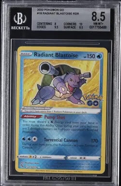 2022 POKEMON GO RDR #18 RADIANT BLASTOISE BGS 8.5 - Image 1