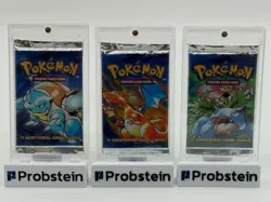 Lot of (3) Pokemon WOTC Base Set Booster Pack ARTSET SEALED w/Pack Case - Image 1
