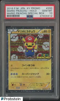 2016 Pokemon JPN XY Promo Mario Pikachu Special Box #293 Holo PSA 10 GEM MINT - Image 1
