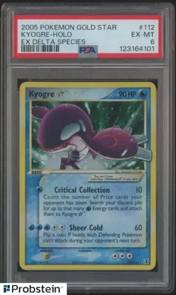 2005 Pokemon Gold Star Ex Delta Species #112 Kyogre Holo PSA 6 EX-MT - Image 1