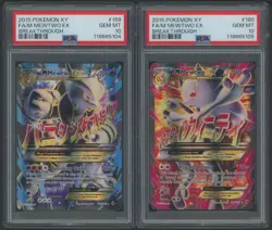 2015 Pokemon XY Breakthrough M Mewtwo Ex FA #159 #160 Sequential Set PSA 10 - Image 1