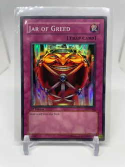 YU-GI-OH LABYRINTH OF NIGHTMARE 1ST EDITION JAR OF GREED LON-047 SUPER RARE HOLO - Image 1