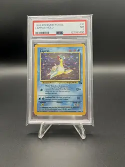 Pokemon Lapras Fossil Holo Rare #10 Vintage PSA 7 Near Mint! 26 Year Old Card! - Image 1