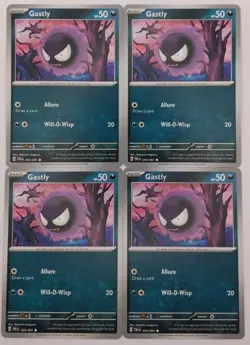 x4 Pokemon Gastly 055/091 Paldean Fates NM Playset Regular - Image 1