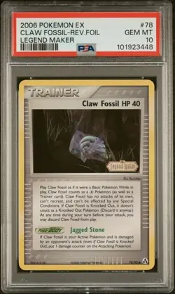 POP 10!!! PSA 10 CLAW FOSSIL REVERSE FOIL LEGEND MAKER POKEMON - Image 1