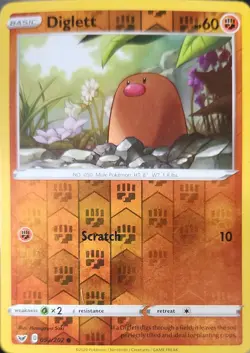 POKEMON CARD - Diglett 092/202 Reverse Holo - Sword & Shield - NM - Image 1
