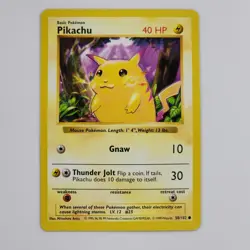 Pikachu 58/102 Base Set Near Mint Pokemon TCG Unlimited Yellow Cheeks Card Vtg - Image 1