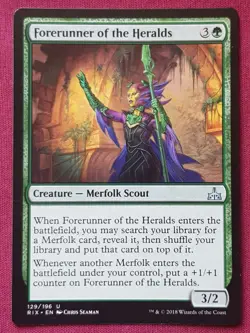 Magic The Gathering RIVALS OF IXALAN FORERUNNER OF THE HERALDS green card MTG - Image 1