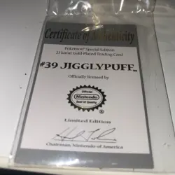 Pokemon Great Ball Collectible Gold Card #39 Jigglypuff includes COA - Image 3