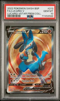 PSA 10 GEM MINT Lucario V Full Art Black Star Promo SWSH213 Pokemon Card TCG - Image 1