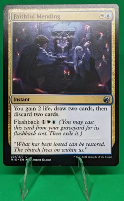 MTG Faithful Mending Innistrad: Midnight Hunt 221/277 Regular Uncommon - Image 1