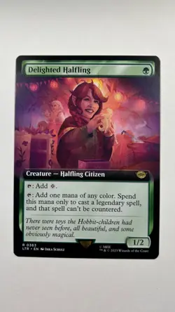 MTG Lord of the Rings Delighted Halfling Extended Art #363 LOTR Magic - Image 1