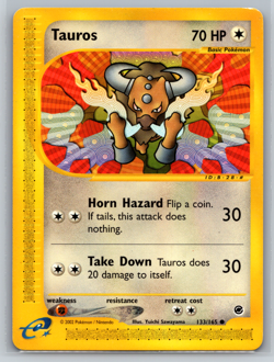Tauros Pokemon TCG Expedition Common 133/165 E-Reader Vintage - Image 1