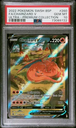 2022 POKEMON SWSH BLACK STAR PROMO #260 FULL ART/CHARIZARD V PSA 10 - Image 1