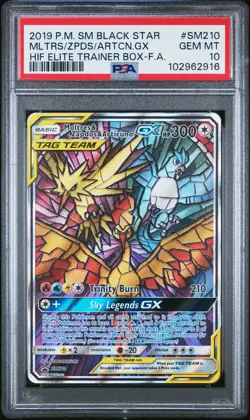 2019 POKEMON SM BLACK STAR PROMO FULL ART/MOLTRES & ZAPDOS & ARTICUNO GX PSA 10 - Image 1