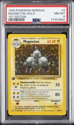 1999 POKEMON GERMAN 1ST ED #9 MAGNETON-HOLO PSA 8 - Image 1