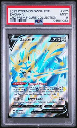 2023 POKEMON SWSH BLACK STAR PROMO CROWN ZENITH PREM FIGURE COLL ZACIAN V PSA 9 - Image 1