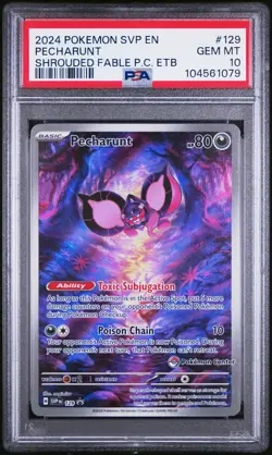 2024 POKEMON SHROUDED FABLE POKEMON CENTER ETB SVP EN-SV #129 PECHARUNT PSA 10 - Image 1